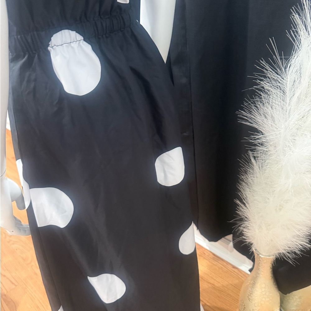 Black and White Polka Dot Sleeveless Dress - Picture 4 of 4